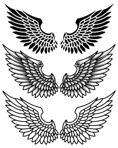 Vector logo ángel ala vintage tatuaje tribal diseño