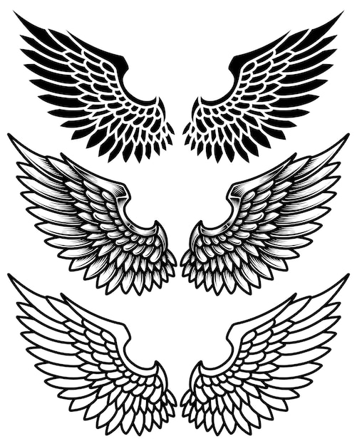 Vector logo ángel ala vintage tatuaje tribal diseño