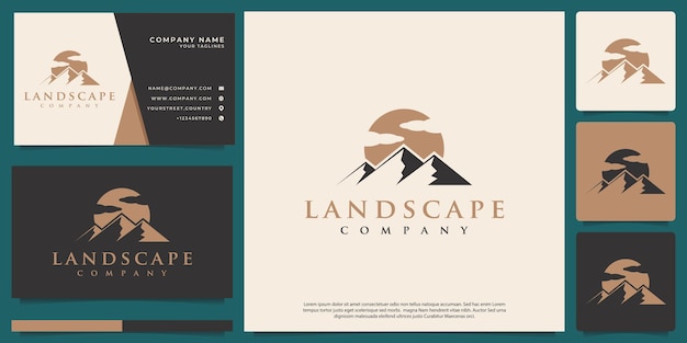 Vector logo concepto de paisaje de montaña