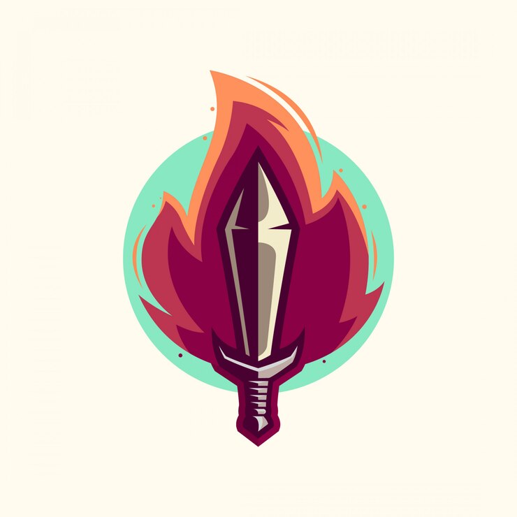 Vector vector de logo de espada de fuego