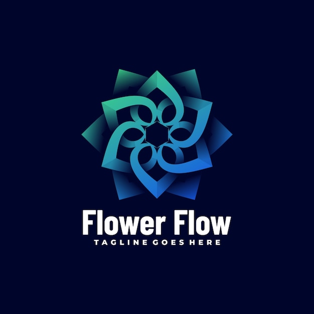 Vector logo flower flow gradiente estilo colorido.