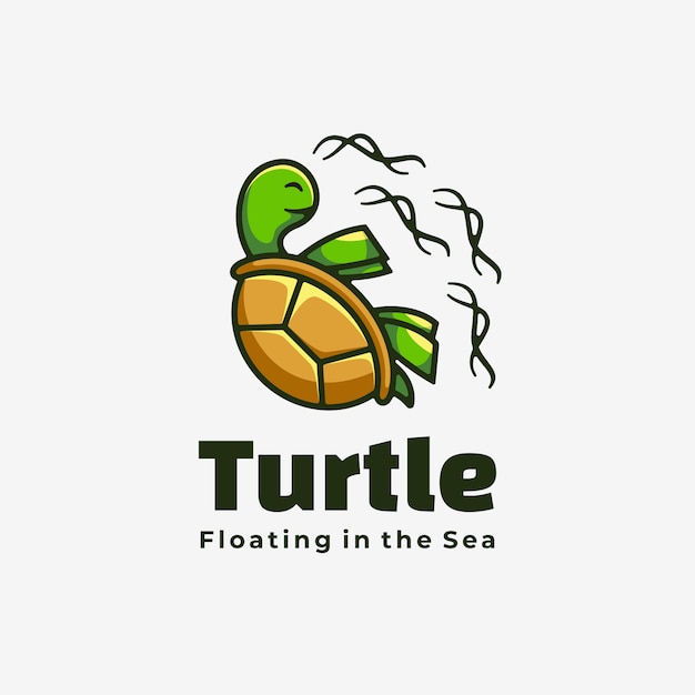 Vector logo illustration turtle simple mascot style.