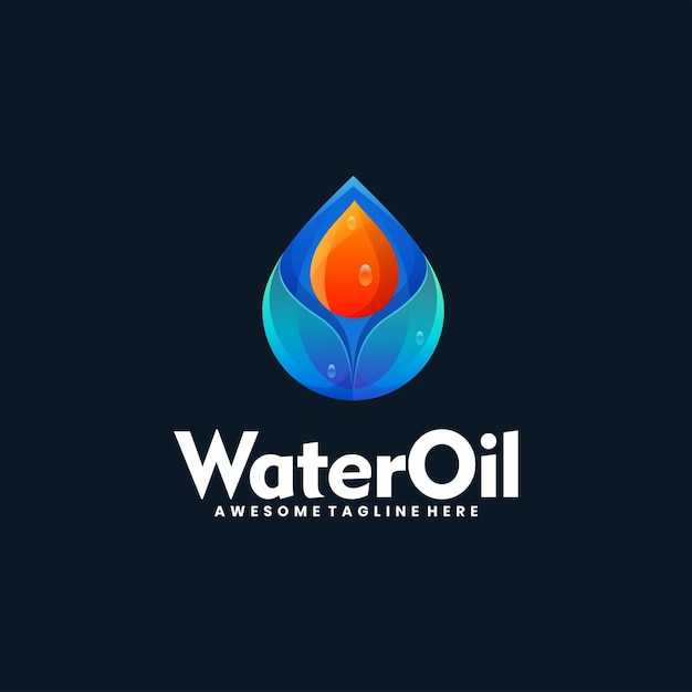 Vector logo ilustración agua aceite gradiente estilo colorido