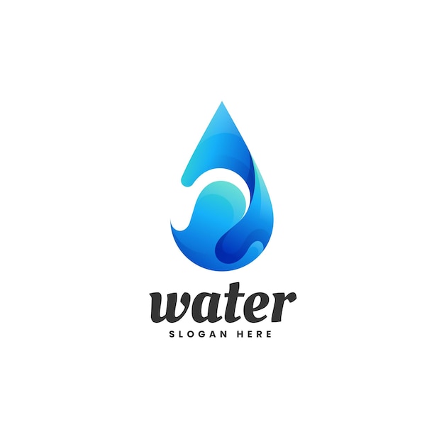 Vector Logo Ilustración Agua Estilo Colorido Degradado