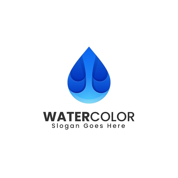 Vector Logo Ilustración Agua Estilo Colorido Degradado