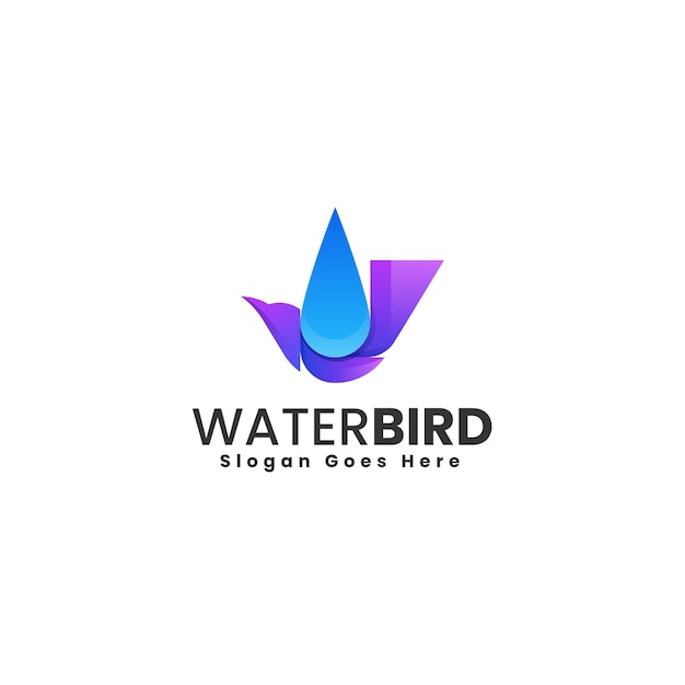 Vector Logo Ilustración Agua Pájaro Gradiente Estilo Colorido