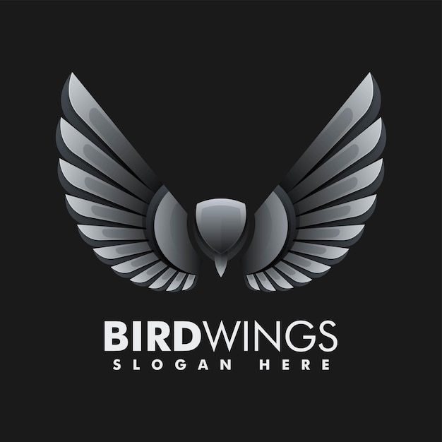 Vector Logo Ilustración Con Alas De Pájaro Estilo Colorido Degradado