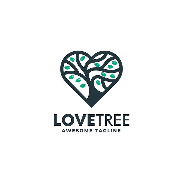 Vector Logo Ilustración Amor Árbol Estilo Color Simple