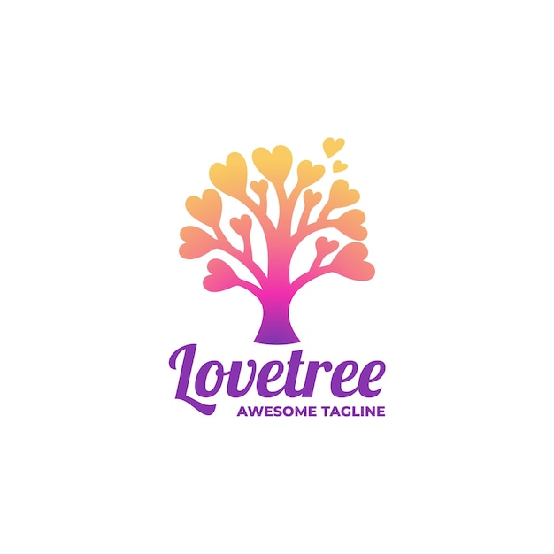 Vector logo ilustración amor árbol estilo colorido degradado