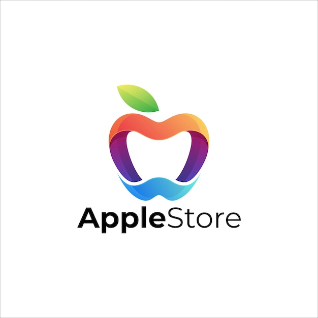 Vector Logo Ilustración Apple Store Estilo Colorido Degradado