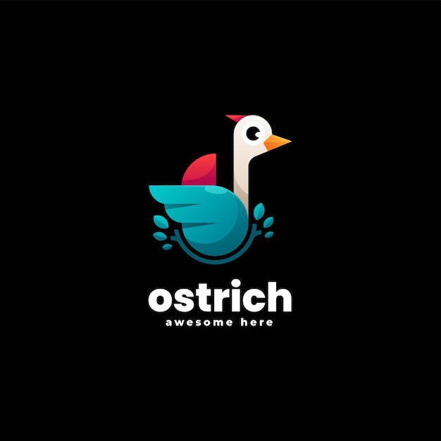 Vector Logo Ilustración Avestruz Estilo Colorido Degradado