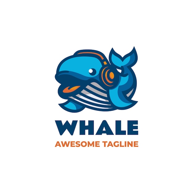 Vector Logo Ilustración Ballena Mascota Estilo Dibujos Animados
