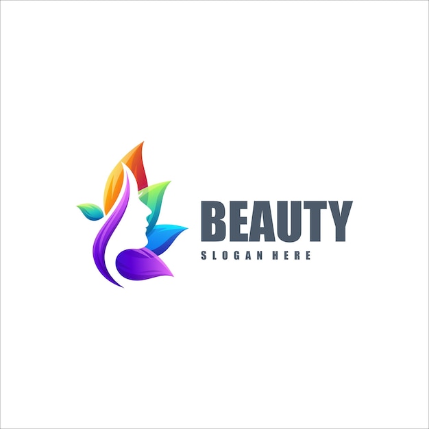 Vector Logo Ilustración Belleza Gradiente Estilo Colorido