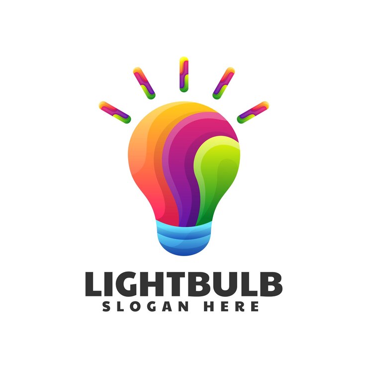 Vector vector logo ilustración bombilla estilo colorido degradado