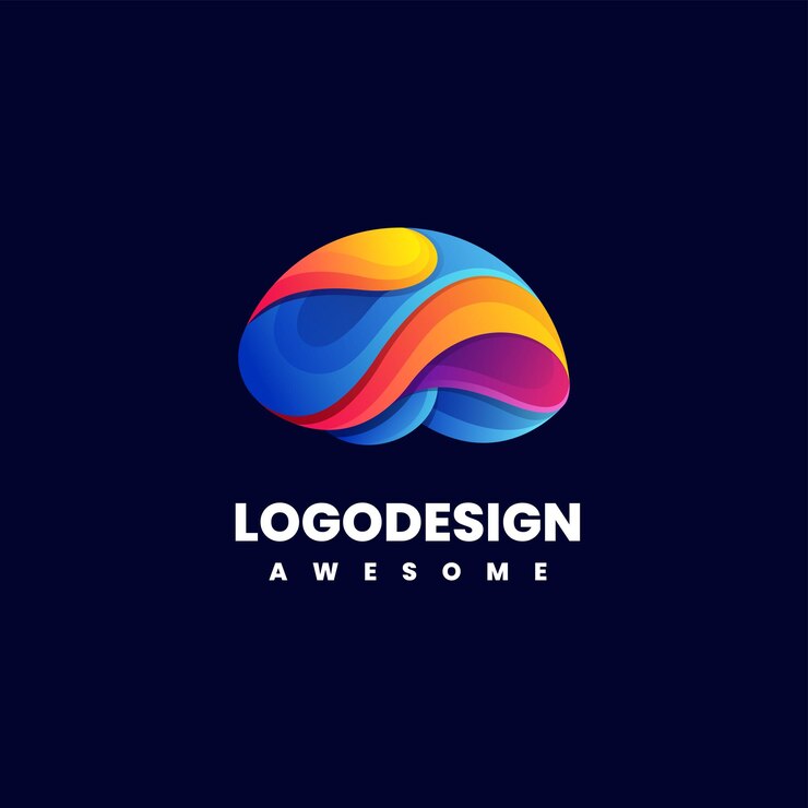 Vector vector logo ilustración brain idea gradiente estilo colorido vector premium