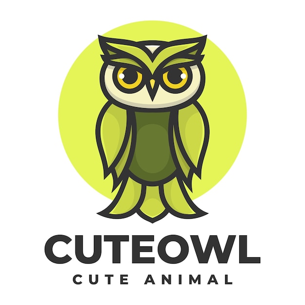 Vector Logo Ilustración Búho Estilo Mascota Simple
