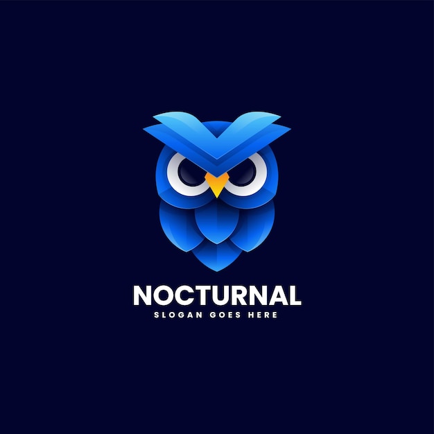 Vector Logo Ilustración Buho Nocturno Estilo Colorido Degradado