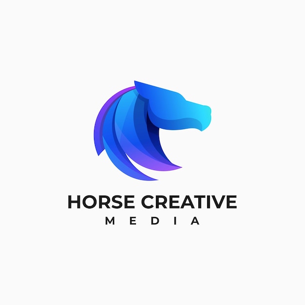 Vector logo ilustración caballo estilo colorido degradado