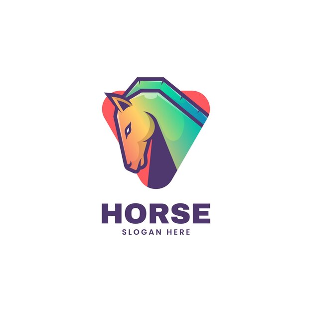 Vector Logo Ilustración Caballo Estilo Colorido Degradado