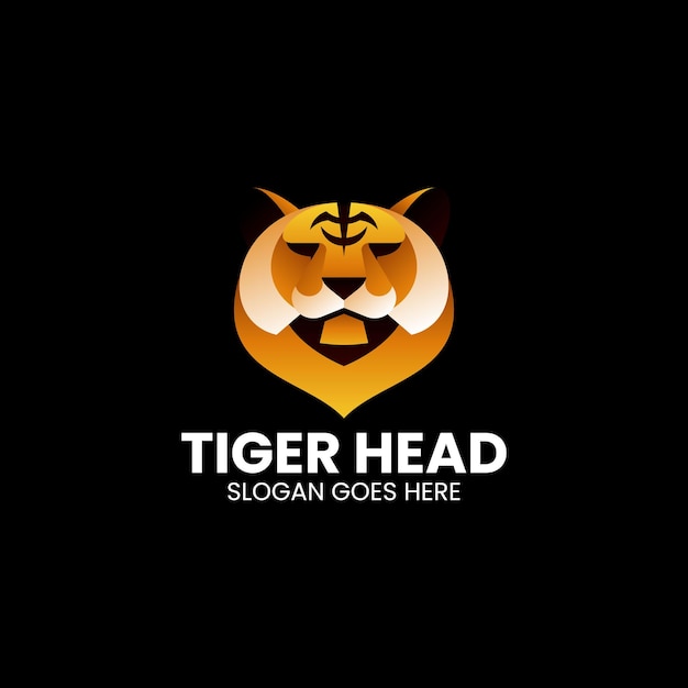 Vector logo ilustración cabeza tigre estilo colorido degradado