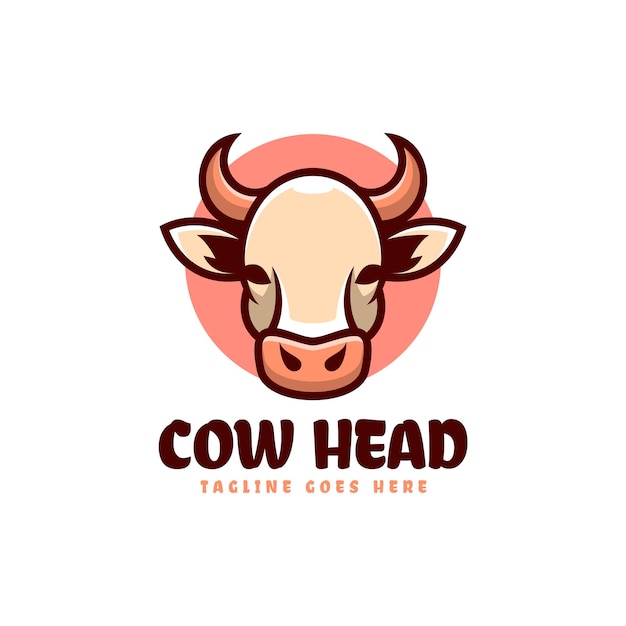 Vector Logo Ilustración Cabeza Vaca Estilo Mascota Simple