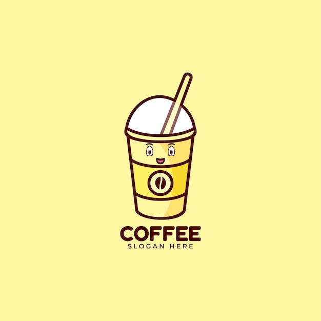 Vector logo ilustración café mascota estilo dibujos animados