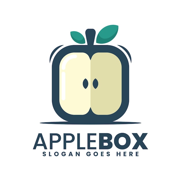 Vector Logo Ilustración Caja Manzana Estilo Mascota Simple