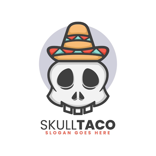 Vector logo ilustración calavera taco estilo mascota simple