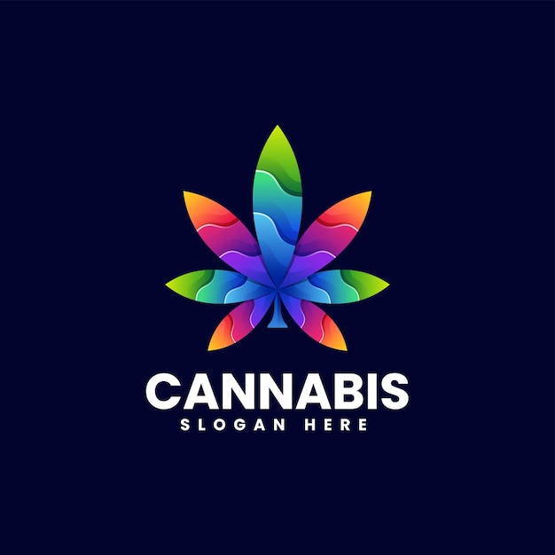Vector Logo Ilustración Cannabis Gradiente Estilo Colorido