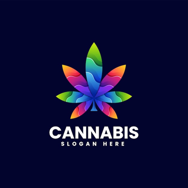 Vector logo ilustración cannabis gradiente estilo colorido