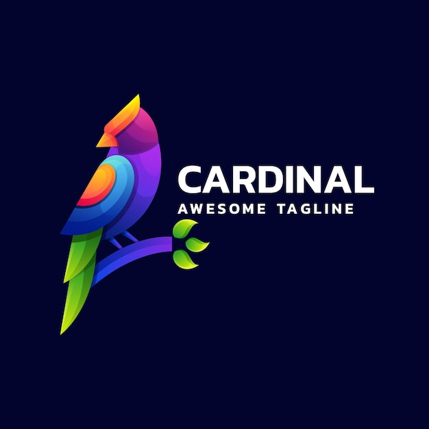 Vector Logo Ilustración Cardenal Estilo Colorido Degradado