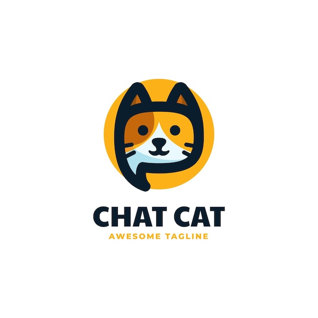 Vector Logo Ilustración Chat Gato Mascota Estilo Dibujos Animados