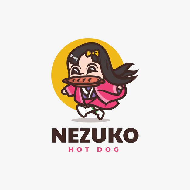 Vector Logo Ilustración Chica Mascot Estilo Dibujos Animados