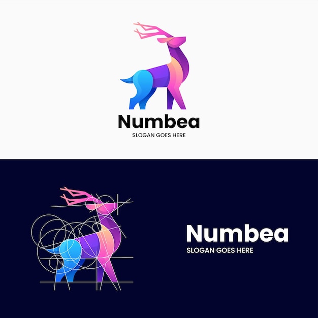 Vector Logo Ilustración Ciervos Estilo Colorido Degradado