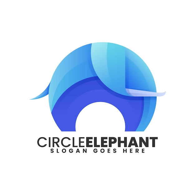 Vector Logo Ilustración Círculo Elefante Gradiente Estilo Colorido