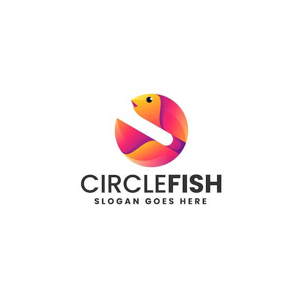 Vector Logo Ilustración Círculo Peces Estilo Colorido Degradado