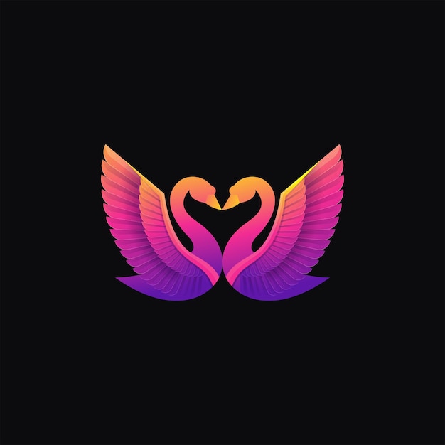 Vector Logo Ilustración Cisne Amor Estilo Colorido Degradado