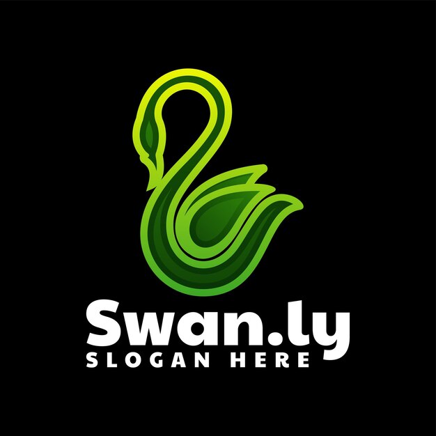 Vector Logo Ilustración Cisne Gradiente Línea Arte Estilo
