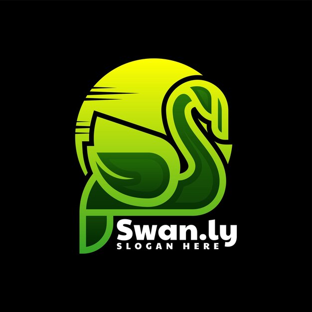 Vector Logo Ilustración Cisne Gradiente Línea Arte Estilo