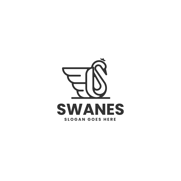 Vector Logo Ilustración Cisne Línea Arte Estilo