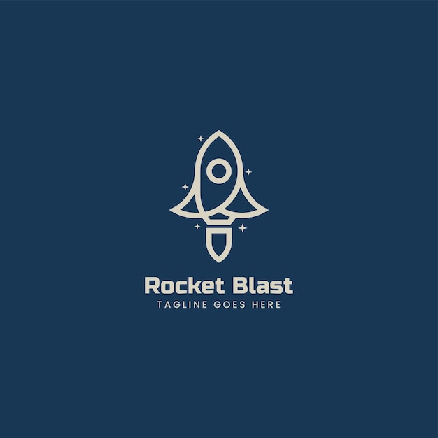 Vector Logo Ilustración Cohete Línea Arte Estilo