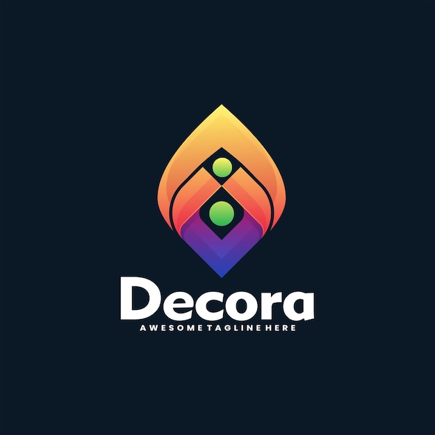 Vector Logo Ilustración Color Decorativo Gradiente Estilo Colorido