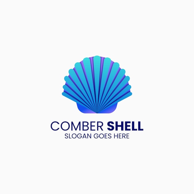 Vector Logo Ilustración Comber Shell Degradado Estilo Colorido