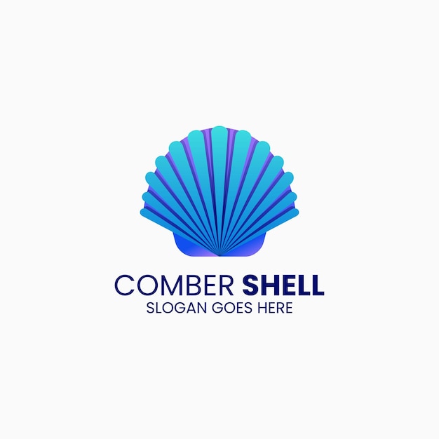 Vector logo ilustración comber shell degradado estilo colorido