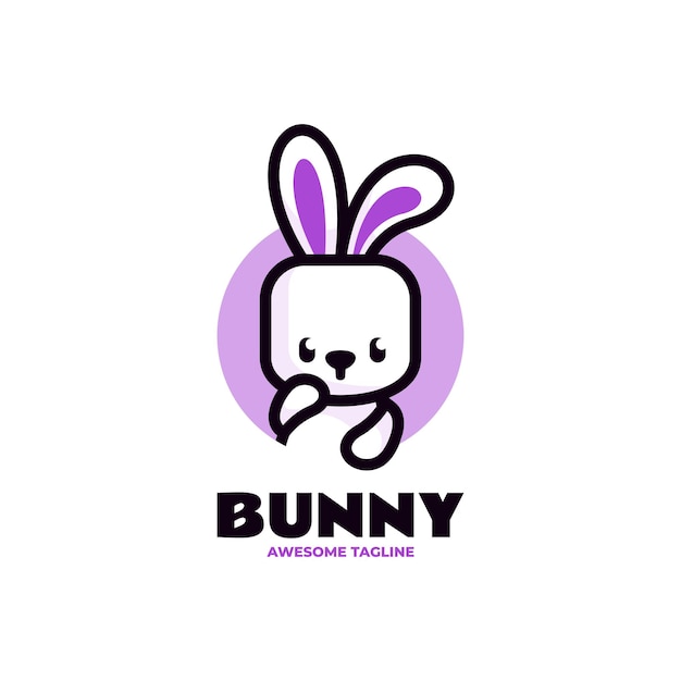 Vector Logo Ilustración Conejito Estilo Mascota Simple