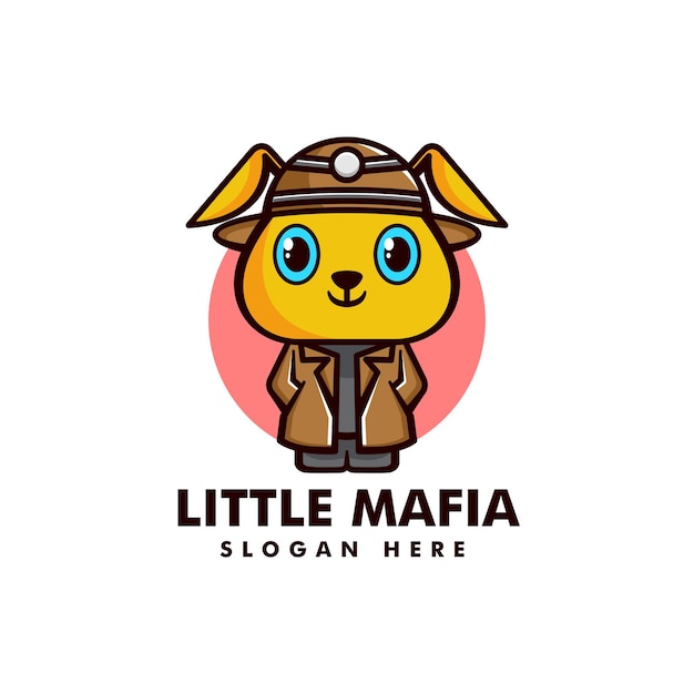 Vector Logo Ilustración Conejo Mafia Mascota Estilo Dibujos Animados