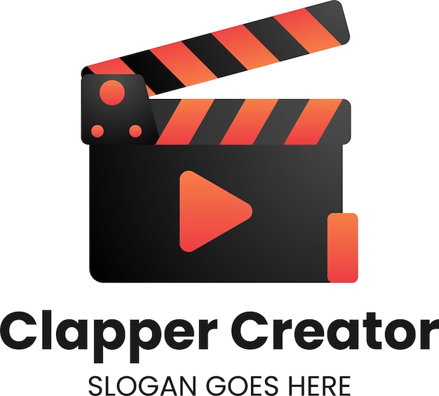 Vector logo ilustración creador clapper estilo colorido degradado