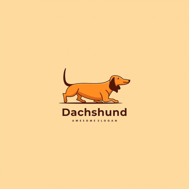 Vector logo ilustración dachshund simple línea mascota estilo arte