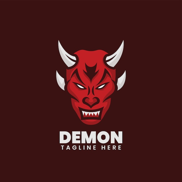 Vector Logo Ilustración Demonio Estilo Mascota Simple