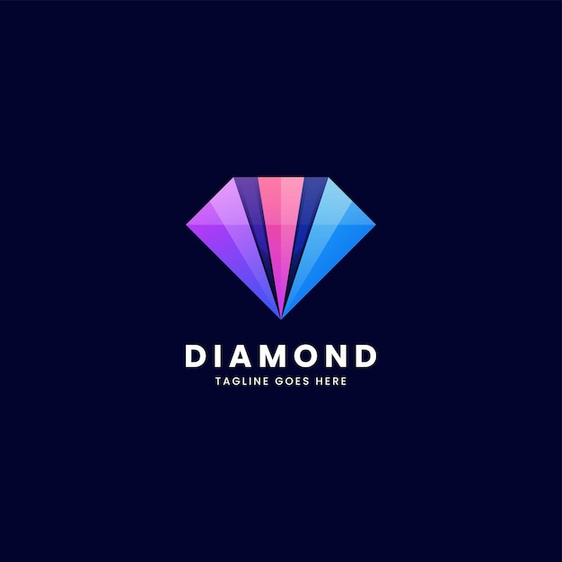 Vector Logo Ilustración Diamante Estilo Colorido Degradado